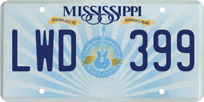 MS license plate LWD399