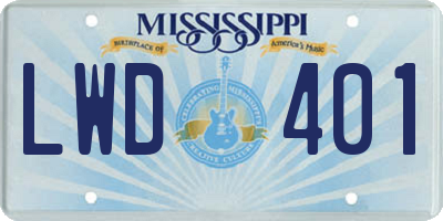 MS license plate LWD401
