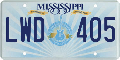 MS license plate LWD405