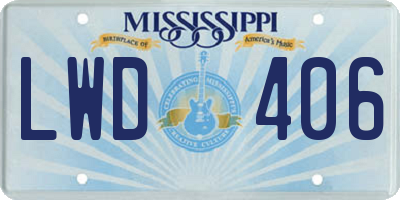 MS license plate LWD406