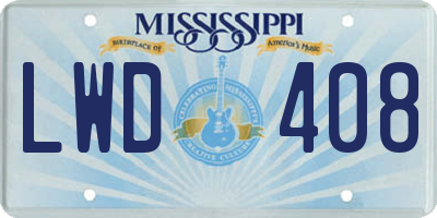 MS license plate LWD408