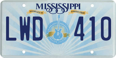 MS license plate LWD410