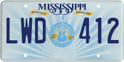 MS license plate LWD412