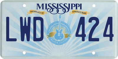 MS license plate LWD424