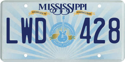 MS license plate LWD428