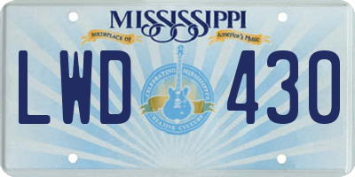 MS license plate LWD430