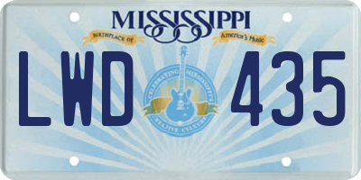 MS license plate LWD435