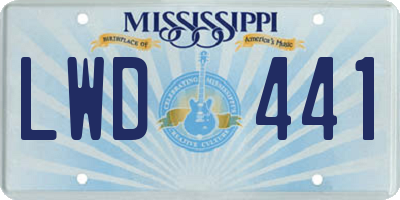 MS license plate LWD441