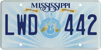 MS license plate LWD442