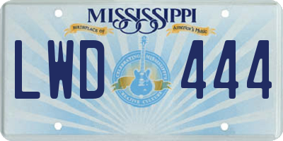 MS license plate LWD444