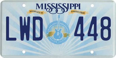 MS license plate LWD448