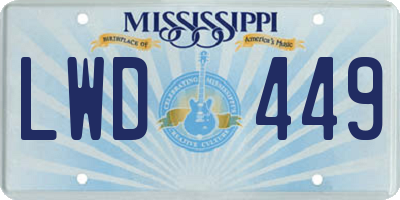 MS license plate LWD449