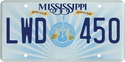 MS license plate LWD450