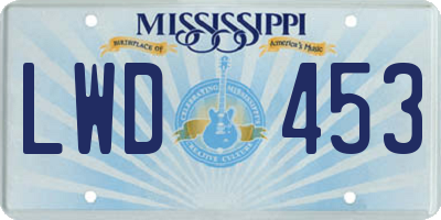 MS license plate LWD453
