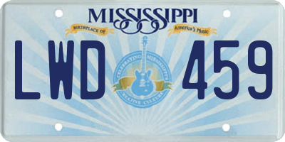 MS license plate LWD459