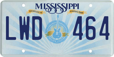 MS license plate LWD464