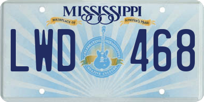 MS license plate LWD468