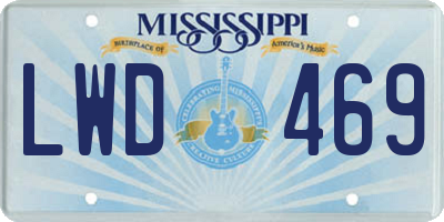 MS license plate LWD469
