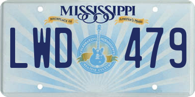 MS license plate LWD479