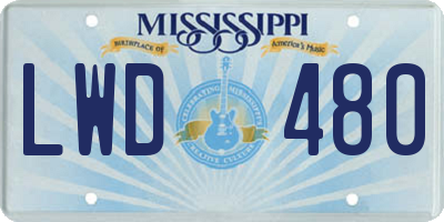MS license plate LWD480