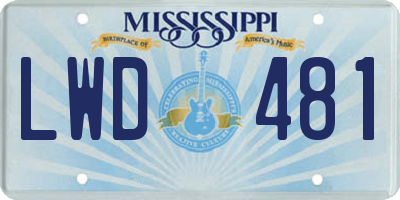 MS license plate LWD481