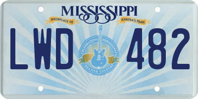 MS license plate LWD482