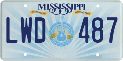 MS license plate LWD487