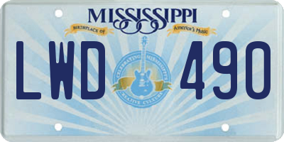 MS license plate LWD490