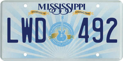 MS license plate LWD492