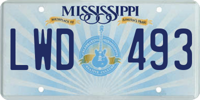 MS license plate LWD493