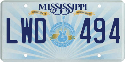 MS license plate LWD494