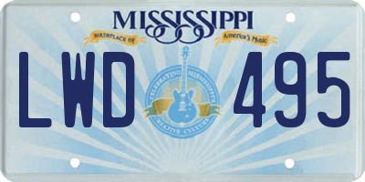 MS license plate LWD495