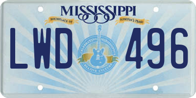 MS license plate LWD496