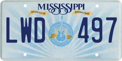 MS license plate LWD497
