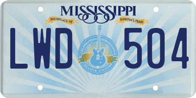 MS license plate LWD504