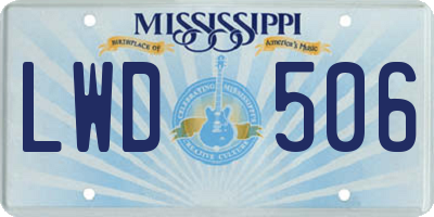 MS license plate LWD506