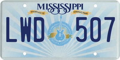 MS license plate LWD507