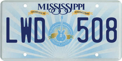 MS license plate LWD508