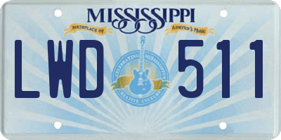 MS license plate LWD511