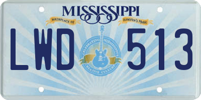 MS license plate LWD513