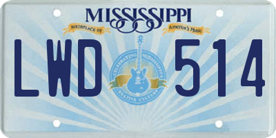 MS license plate LWD514