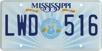 MS license plate LWD516