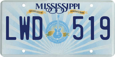 MS license plate LWD519