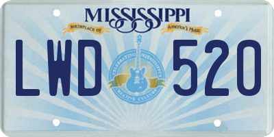 MS license plate LWD520