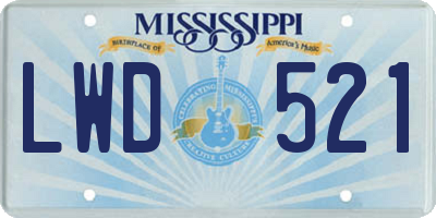 MS license plate LWD521