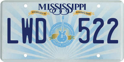 MS license plate LWD522