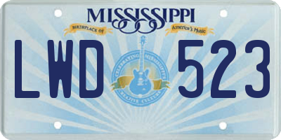MS license plate LWD523