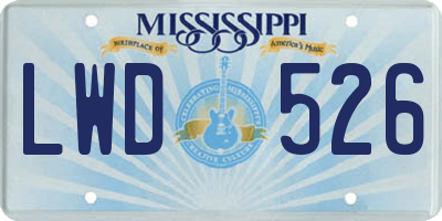 MS license plate LWD526