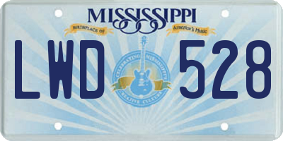 MS license plate LWD528