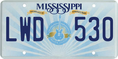MS license plate LWD530